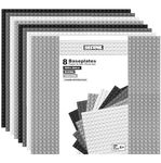 Bestoyz Building Bricks Baseplates Multipack 32x32 Stud, 8 Pack of Base Plates in Color of Black, Dark Grey, Light Grey & White, Foundation & Display for Building Blocks, 10x10 in. (25.5x25.5 cm)