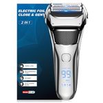 Shavers for Men,Foil Shaver with Floating Blade,100% Waterproof Electric Razor for Men,Precision Beard Trimmer, Rechargeable Electric Shaver 100-Min Cordless,Smart LED,Travel Lock