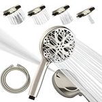 SparkPod Shower Head and Hose Set - High Pressure Showerhead with 10 Spray Settings - Luxury 5" Handheld High Power Shower Heads with High Pressure Jets - Brushed Nickel (No Filter)