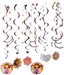 Amscan Charming Dora & Friends Swirl Decoration Birthday Party Decorations (12 Pack), Multi Color, 7".