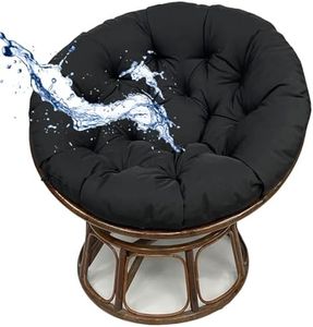 Waterproof Papasan Chair Cushion Round，outdoors Hanging Basket Chair Cushion，Round Rattan Chair Cushion, Hanging Basket Bird's Nest Cushion, Hanging Chair Swing Cushion(Black,120 * 120cm(47.2In))