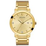 Bulova Modern Quartz Men's Watch, Stainless Steel Diamond, Gold-Tone (Model: 97D115)