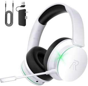 RYR Wireless Gaming Headset for Xbox Series X|S, Xbox One, PS5, PS4, Mac, Bluetooth 5.3, 3D Surround Sound, Rotatable Earmuffs, Gaming Headphones with Noise Canceling Microphones-Blackwhite