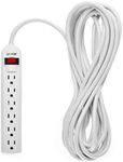 Digital Energy 6-Outlet Surge Protector Power Strip with 15 Foot Long Extension Cord, White, Flat Plug, ETL Listed/UL Standard