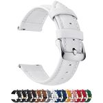 Quick Release Leather Watch Band 20mm, Fullmosa Axus Genuine Leather Replacement Watch Strap for Galaxy Watch 5 Band 40mm/44mm/Pro 45mm&Galaxy Watch 4 Band 40mm/44mm/Watch 4 Classic 42mm/46m, White