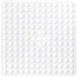 XIYUNTE Square Shower Mats Non Slip Anti Mould - 53 x 53 cm Rubber Anti Slip Bath Mat with Suction Cups and Drain Holes, Machine Washable, White