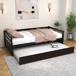 KOMFOTT Twin Bed with Trundle, Wood