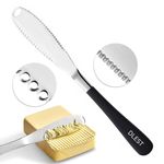 DLEST Stainless Steel Butter Spreader Knife Serrated Edge and Shredding Slots Butter Grater Cheese Spreader for Bread Butter Cheese Jam Slicer (Pack Of 1, Silver-Black)