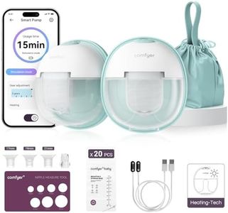 comfyer Heated Breast Pump Hands Free, Industry-Leading Heating Tech, Innovative Magnetic Charging Base, App Discreet Control, 20pcs Breastmilk Storage Bags Included, Hospital-Grade Suction, 2 Pack