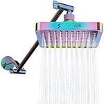 SparkPod Square Rain Shower Head with Shower Head Extension Arm - High Pressure Rain - Luxury Modern Look - No Hassle Tool-Less 1-Min Installation (16" Shower Arm Extension, Radiant Rainbow)