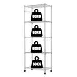 Himimi 5 Tier Steel Wire Shelving Unit on Wheels, Chrome, 23.2 x 13.8 x 72 inch (L x W x H)
