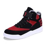 FZUU Men's Fashion High Top Leather Street Sneakers Sports Casual Shoes (10, red-p5)