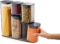 Joseph Joseph 5 piece Podium Airtight Kitchen Food Storage Jar Container Set with Stand, Grey
