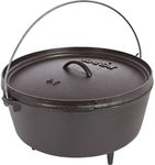 Lodge 5 Quart Pre-Seasoned Cast Iron Camp Dutch Oven with Lid - Dual Handles - Use in The Oven, on The Stove, on The Grill or Over The Campfire - Black