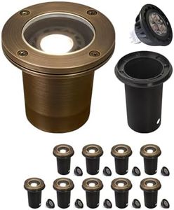 MALORY Brass Landscape Well Lights, (φ99 mm) 12V Low Voltage Outdoor In Ground Lights,Landscape Lighting for Pathway, Driveway, Garden 1 Pack with Bulb (Full Brass -01A, 10-Pack with Bulb)