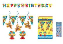 Curious George Birthday Party Supplies Decoration Bundle Includes Mini Centerpieces, Swirl Hanging Decortions, 8 Feet Flag Pennant Banner, Happy Birthday Banner, 1 Dinosaur Sticker Sheet
