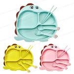 FunBlast Bamboo Fiber Feeding Set for Kids – Cartoon Design Children Tableware Set, Utensils and Dishes Includes Plate Spoon, Fork and Chopsticks, Plates for Kids Tableware Cutlery (Random Color)