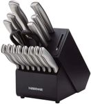 Farberware Edgekeeper 16-Piece Stainless Steel Knife Block Set with Built in Knife Sharpener, High Carbon-Stainless Steel Kitchen Knives, Razor-Sharp Knife Set, Black