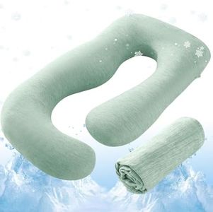 Sasttie Cooling Pregnancy Pillow Cover, 57-inch U Shaped Pregnancy Pillow Case, Fits 55 to 57 Inch Maternity Pillow, Green (No Pillow Insert)