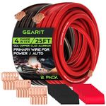 GearIT, 4 Gauge Wire, 15 Lugs, 20 Heat Shrink Wrap, for Automotive, Battery Cable, Amp Kit, Amp, CCA Wire, Wire, Amp Kit, Battery Cables, Amp Wiring Kit, (25 feet Each- Black/Red)