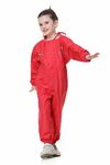 JiAmy Toddler One Piece Rain Suit Kids Rain Poncho Waterproof Muddy Buddy Rain Jacket Full Body Raincoat, Red, 13-14 Years