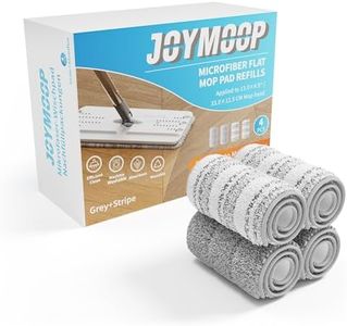 JOYMOOP Flat Mop Pads, Microfiber Mop Pads, Washable Pads, Mop Replacement Pads, 13-inch Refills 4 Pack - Grey and Stripe