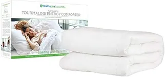 HealthyLine Energy Comforter - Tourmaline Fiber Filled, 233 TC White Cotton Shell, Lightweight, Breathable - Biomagnetic Negative Ion and Far Infrared Therapy (Queen Size)