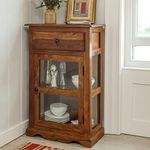 ANGEL FURNITURE Sheesham Wood Portland Kitchen Crockery Cabinet in Honey Finish Finish | Oven Stand | Microwave Stand