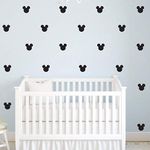 176pcs Cartoon Mickey Mouse Head Art Wall Decals for Kids Room Boy Bedroom Vinyl Wall Decor Nursery Kids Wall Stickers (Black)