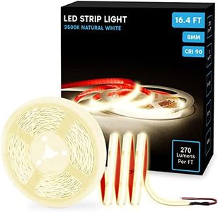 LUXRITE LED Strip Lights 16.4FT, 3500K Natural White, Ultra High Density, 8mm, 270 Lumens/FT, Cut to Length, 3W/FT, CRI 90, 24V Flexible Tape Light, UL Listed - Home and Remodel, Accent Lighting