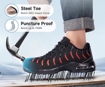 LARNMERN Steel Toe Safety Trainers, Red – Men’s Size 9 UK