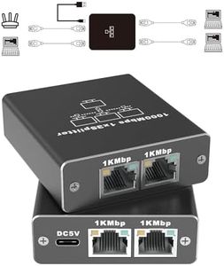 FSKY Gigabit Ethernet Splitter 1 to 3, Aluminium LAN Splitter 1000Mbps RJ45 Ethernet Switch Network Splitter with USB C Power Cable for Cat5/5e/6/7/8
