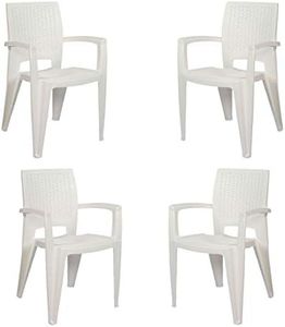 CREVICOSTA QUALITY MARK MARCAS DE CALIDAD - Caribe - Lote de 4 Sillas de Resina. 85 x 54 x 57 cm (Blanco)