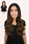 Bombshell Hair Extensions 3/4 Half Head Hair Piece 24 inches Heat Resistant Synthetic Long Curly Thick Wig (M04 DARK BROWN)