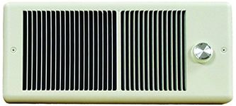 TPI E4315TRP Series 4300 Low Profile Fan Forced Wall Heater with Wall Box, Standard Model, Single Pole Inbuilt Thermostat, 1500 W, 12.5 Amps, Ivory