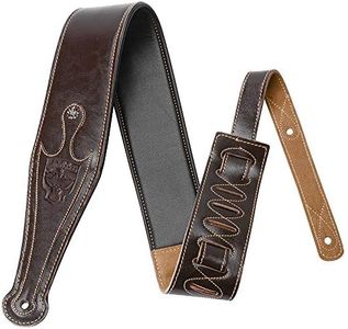 Dulphee Leather Guitar Strap, 3.15" Genuine Leather Guitar Strap with Suede & Leather Lined for Bass, Electric Guitar and Acoustic Guitar (Brown)