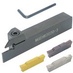 LingGan CNC Lathe Grooving Tool Holder Mgehr2020-3, with Three Mgmn300 Ceted Carbide Blades. Yellow Processed Steel, Fuchsia Processed Stainless Steel, Silv