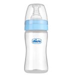 Chicco Feed Easy Anti-Colic Feeding Bottle for Babies 0+ Months (125ml) | Slow Flow Teat | V-Shaped Anti-Colic System to Prevent Gas & Discomfort | Soft Silicon Nipple | Easy Grip | BPA Free (Blue)