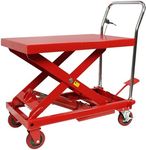 Hydraulic Lift Table Cart 660LBS Double Scissor Lift Table, Cart Lift Table Cart 30.8" Lifting Height with 4 Wheels and Foot Pump, Hydraulic Cart for Material Handling and Freight Lifting