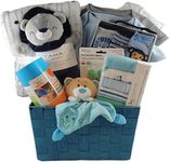 Ornella's Baskets Baby Boy Gift: Tahari Blanket Set, 3 Onesies and more