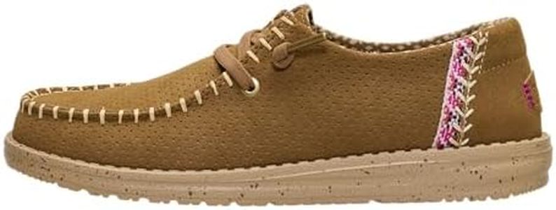 HEYDUDE Women's Wendy Classic Micro Perf Slip On Shoe, Malt Brown Size 11 | Lightweight Easy On Perforated Upper | Elastic Laces Breathable Fit