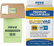 VEVA 40 Pack Premium SuperVac Vacuum Bags Style BB Work with All Handheld Vacuum Models BB180, BB280, BB850, BB870, BB880, BB900, BB1000, BB1100, BB1200