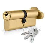 XFORT® Brass 50T/50 Thumb Turn Euro Cylinder Lock (100mm), Euro Door Barrel Lock with 3 Keys, Anti-Bump, Anti-Drill, Anti-Pick Door Lock with Key, High Security for Wooden, UPVC and Composite Doors.