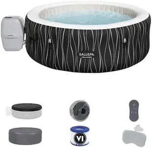 Bestway SaluSpa Hollywood EnergySense Luxe AirJet Round Inflatable 4 to 6 Adult Hot Tub with Heater, Filter, 2 Covers, and 140 AirJet System