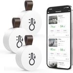 ORIA Wireless Thermometer Hygrometer, Mini Bluetooth 5.0 Temperature Humidity Sensor with Data Export and Alerts for iOS Android, Smart Real-Time Records for Baby Room, Wine Cellar (3 Packs)