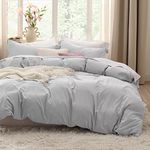 Bedsure Light Grey Duvet Cover King Size - Soft Prewashed King Duvet Cover Set, 3 Pieces, 1 Duvet Cover 104x90 Inches with Zipper Closure and 2 Pillow Shams, Comforter Not Included