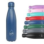 SIP Bottles - Stainless Steel Insulated Water Bottle - Leak Proof - Vacuum Insulated - 24 Hrs Cold & 12 Hot - 500ML & 750ML - BPA Free (Navy Blue, 500ML)