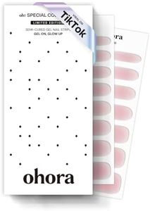 ohora Semi Cured Gel Nail Strips (N Clean Girl) - Pink, Jelly, Works with Any UV/LED Lamps, Salon-Quality, Long Lasting, Easy to Apply & Remove - Includes 2 Prep Pads, Nail File & Wooden Stick