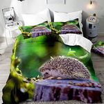 Morbuy 3D Hedgehog Printed Duvet Cover Set for Single Double King Bed, Bedding Sets Boy Girl Bedroom Microfiber Duvet Set Quilt Case with Pillowcases (Hedgehog baby,220x260cm)