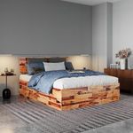 Wakefit Bed | Queen (78 X 60) Sheesham Wood Bed with Storage, 3 Year Warranty | - Auriga - Natural